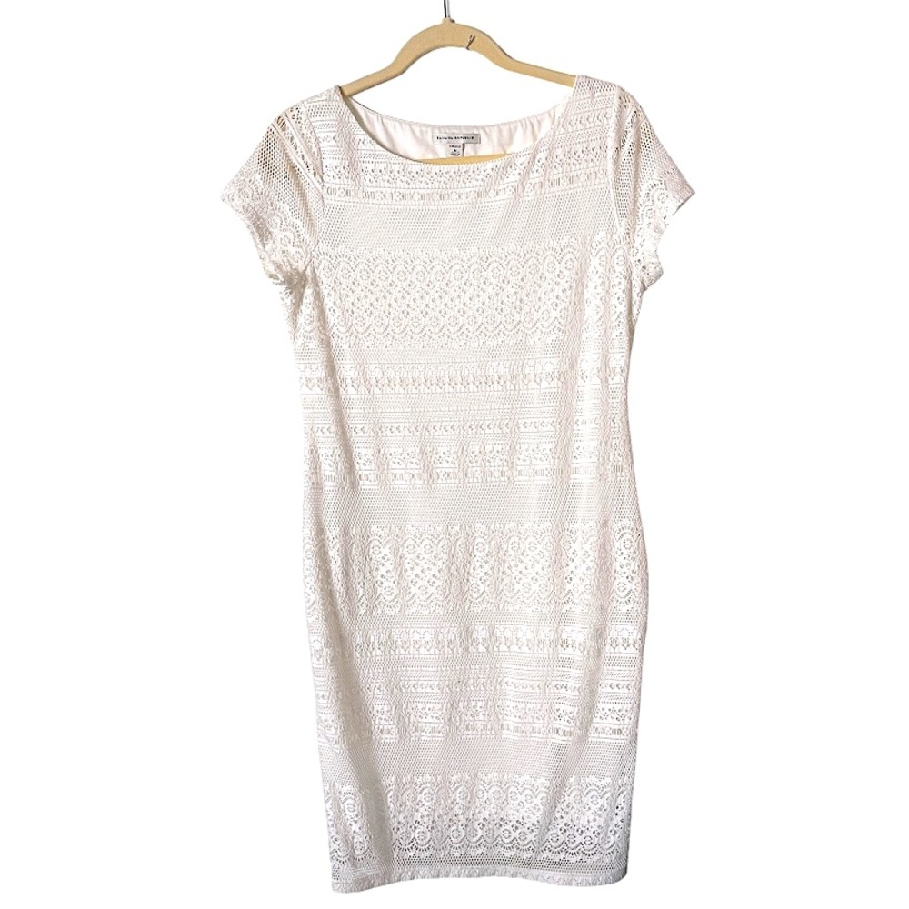Banana Republic White Lace Cap Sleeve Dress M